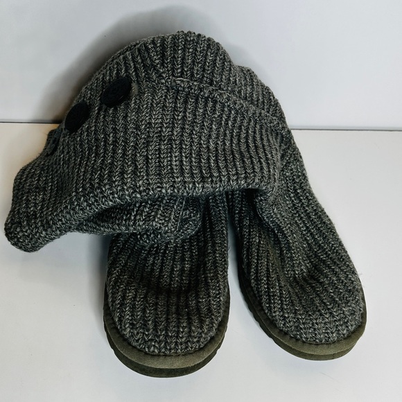 UGG Australia Cardy Classic 2 Button Knit Tall Sweater Boots 5819 Gray Women's 9 - Picture 6 of 12